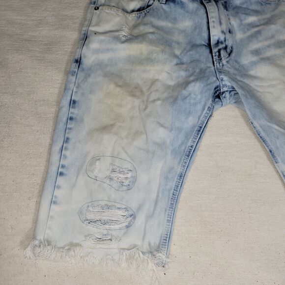 Smoke Rise Shorts Mens Sz 34 Blue Jean Distressed Y2k Fray Preppy Acid Wash - Picture 8 of 15